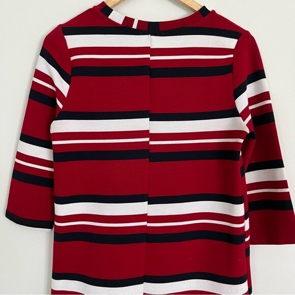 Zara Red Black and White Striped 3/4 Sleeve Shift Dress, Size S - Picture 6 of 12